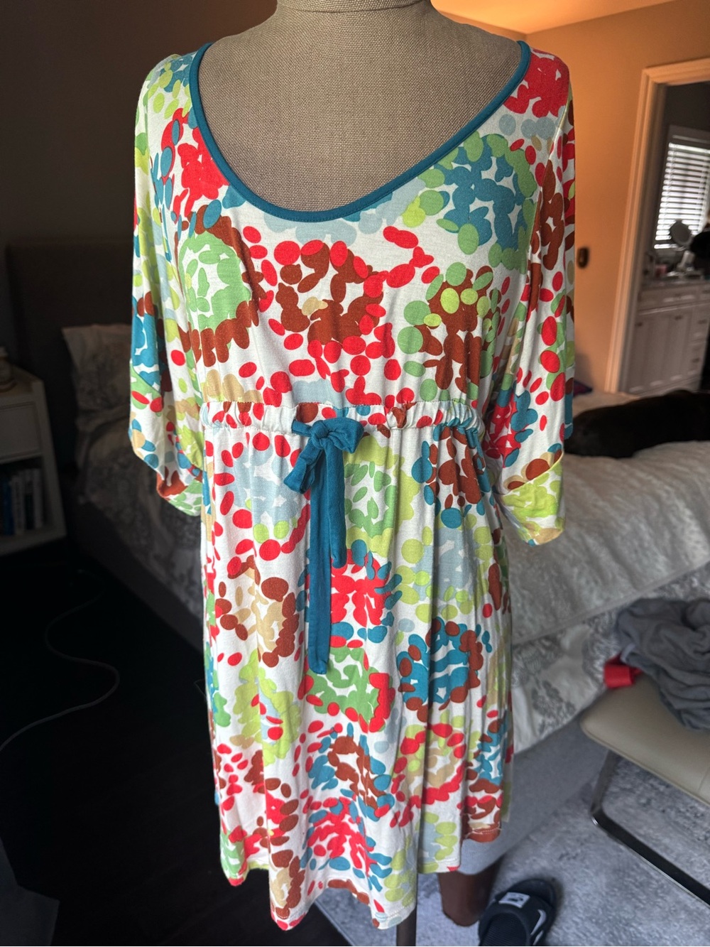 Velvet by Graham and Spencer Colorful Floral Tie-Waist Babydoll Dress